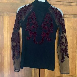 INC black sweater with burnout embellishment